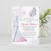 Roze Sparkle Crystal Wedding Gown Vrijgezellenfees Kaart (Staand voorkant)