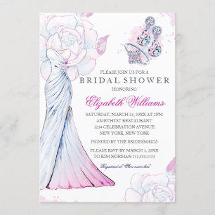 Roze Sparkle Crystal Wedding Gown Vrijgezellenfees Kaart