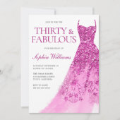 Roze Sparkle Dress 30ste verjaardagsfeestje Kaart (Voorkant)