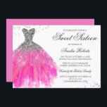 Roze Sparkle Dress Sweet Sixteen Uitnodiging<br><div class="desc">Meer kleurenopties in de Little Bayleigh Store!</div>