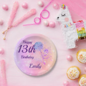 Roze Sparkle Fairy Girl 13th Birthday Papieren Bordje (Feest)