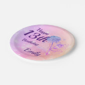 Roze Sparkle Fairy Girl 13th Birthday Papieren Bordje (Gekanteld)