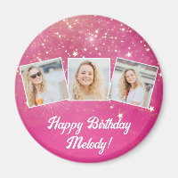 Roze Sparkle Foto Collage Meisjes Verjaardagsfeest