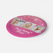 Roze Sparkle Foto Collage Meisjes Verjaardagsfeest Papieren Bordje (Gekanteld)