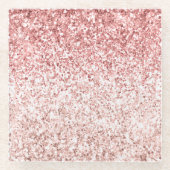 Roze Sparkle Girly Glitzy Glam Glitter Glazen Onderzetter (Voorkant)