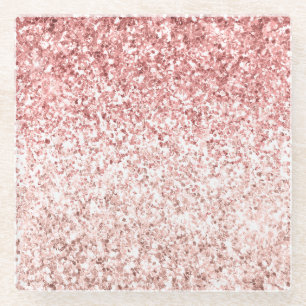 Roze Sparkle Girly Glitzy Glam Glitter Glazen Onderzetter