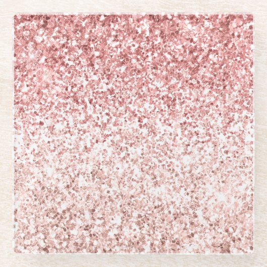 Roze Sparkle Girly Glitzy Glam Glitter Glazen Onderzetter (Voorkant)