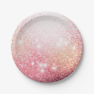 Roze sparkle Glitter design Papieren Bordje