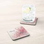 Roze Sparkle Glitter gepersonaliseerd Bier Onderzetter (Rechterzijde)