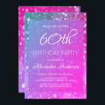 Roze Sparkle Glitter Lights 60ste Verjaardagsfeest Kaart<br><div class="desc">Volwassen Roze en Paarse Glitter en Sparkle Sixtieth Birthday Party Gold Confetti Invitation. De 60e verjaardagsfeest uitnodiging is perfect voor een moderne en elegante 60e verjaardag partij. Neem contact op met de ontwerper voor aangepaste overeenkomende items.</div>