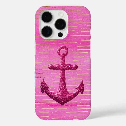 Roze Sparkle Glitter Nautisch Zeilanker Case-Mate iPhone Case (Achterkant)