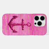 Roze Sparkle Glitter Nautisch Zeilanker Case-Mate iPhone Case (Achterkant (horizontaal))