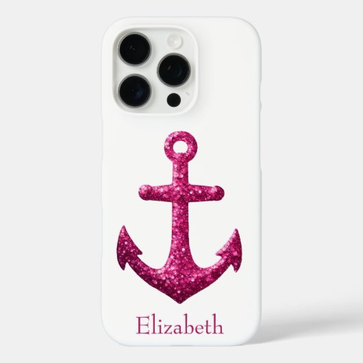 Roze Sparkle Glitter Nautisch Zeilanker Naam Case-Mate iPhone Case (Achterkant)