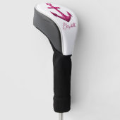 Roze Sparkle Glitter Nautisch Zeilanker Naam Golfheadcover (Schuin)