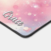 Roze Sparkle Glitter Personaliseer Home Kantoor Bureaumat (Hoek)