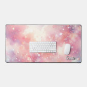 Roze Sparkle Glitter Personaliseer Home Kantoor Bureaumat (Keyboard & Muis)