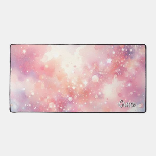 Roze Sparkle Glitter Personaliseer Home Kantoor Bureaumat (Voorkant)