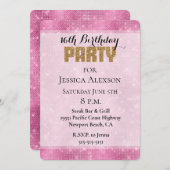 Roze Sparkle Gold Glitter Verjaardag Kaart (Voorkant / Achterkant)