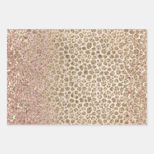 Roze Sparkle Gold Leopard Print Inpakpapier Vel (Voorkant)