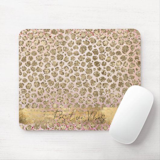 Roze Sparkle Gold Leopard Print Muismat (Met muis)