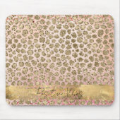 Roze Sparkle Gold Leopard Print Muismat (Voorkant)