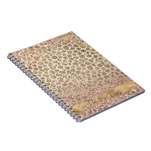 Roze Sparkle Gold Leopard Print Notitieboek (Rechterzijde)