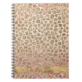 Roze Sparkle Gold Leopard Print Notitieboek