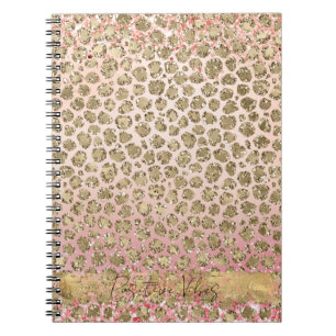 Roze Sparkle Gold Leopard Print Notitieboek