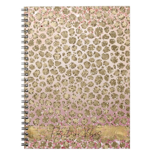 Roze Sparkle Gold Leopard Print Notitieboek (Voorkant)