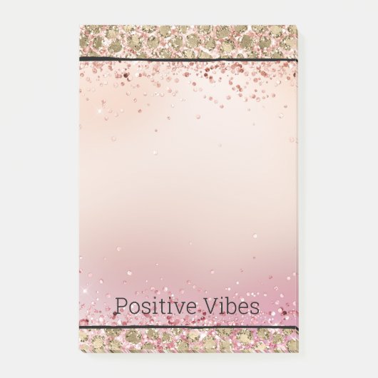 Roze Sparkle Gold Leopard Print Post-it® Notes (Voorkant)