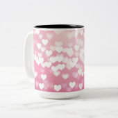 Roze Sparkle Hearts Pattern Coffee Mok (Voorkant links)