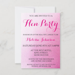 Roze Sparkle Hen Party Invitation Kaart