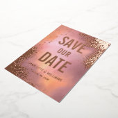 Roze Sparkle Hombre foto overlay bewaar de datum Folie Uitnodiging (Gedraaid)