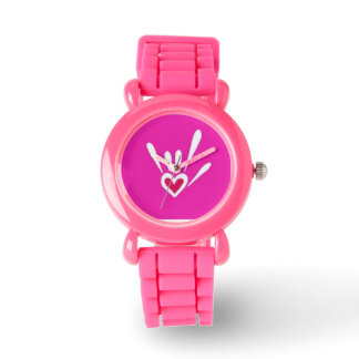 Roze Sparkle ILY horloge