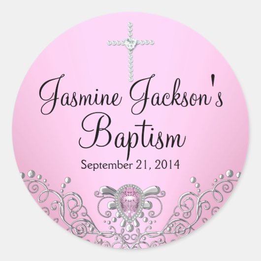 Roze Sparkle Jewel Baptism Sticker (Voorkant)