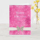 Roze Sparkle Jeweled Butterfly Kaart (Gele Bloem)