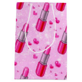 Roze Sparkle Lipstick Lover Gift Bag Medium Cadeauzakje (Achterkant)