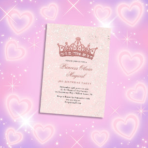Roze & Sparkle met een Glittery Crown Verjaardag Kaart