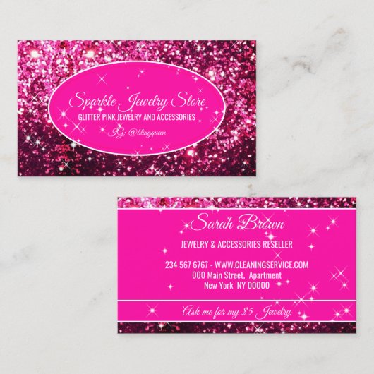 roze Sparkle Pink Glitz Glam Starlust light Visitekaartje (Voorkant / Achterkant)