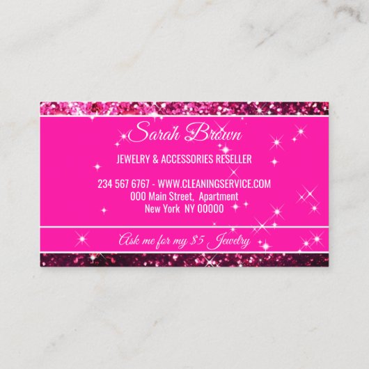 roze Sparkle Pink Glitz Glam Starlust light Visitekaartje (Achterkant)