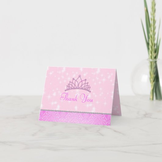 Roze Sparkle Princess Bedankt Card (Voorkant)