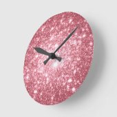 Roze Sparkle Ronde Klok (Hoek)