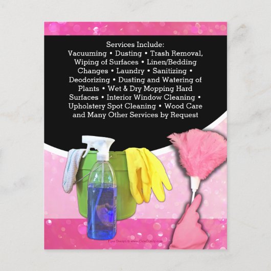 Roze Sparkle Schoonmaak Service Zakelijk Flyer (Achterkant)