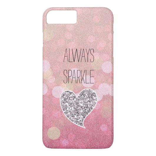 Roze sparkle Silver Glitter Heart Case-Mate iPhone Case (Achterkant)