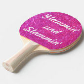 Roze sparkle Sparkly Glitter Glam Glittery Sports Tafeltennisbatje (Voorkant Gekanteld)