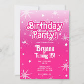  roze Sparkle Stars Verjaardagsfeestfoto Kaart (Voorkant)