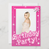  roze Sparkle Stars Verjaardagsfeestfoto Kaart (Achterkant)