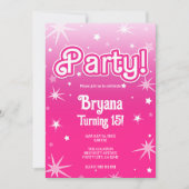  roze sparkle sterren party foto kaart (Voorkant)