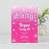  roze sparkle sterren party foto kaart (Staand voorkant)