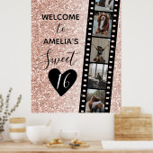 Roze Sparkle Sweet 16 Birthday Welkomstfoto Poster (Keuken)